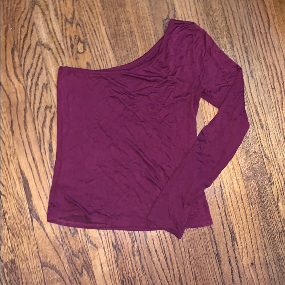 One shoulder burgundy top